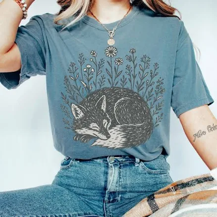 Cottagecore Fox Hand-Drawn Woodland Tee