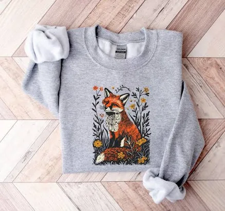 Folklore Forest Fox in The Woods Shirt, Forestcore Fox Tshirt, Nature Lover Shirt, Cute Flower Fox Tee, Woodland Floral Fox Animal Tee