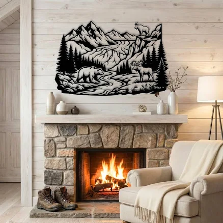 Glacier National Park Metal Wall Art * Mountain Goat & Grizzly Bear * Hiking Montana Wildlife Decor * Moose Sign * Rocky Mountain Gift