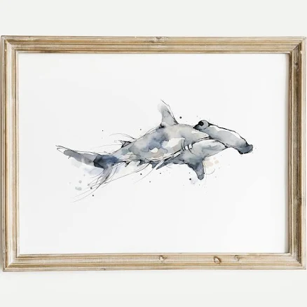 Hammerhead Shark Watercolor