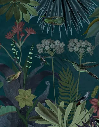Hummingbird Garden 2, Botanical art print, Wall art