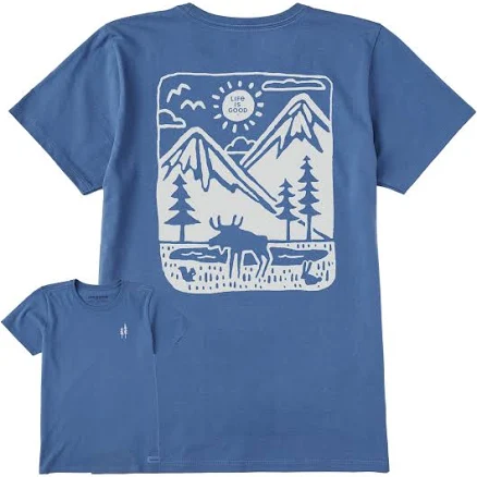 Life Is Good Women's Moose Mountain Scene Short Sleeve T-Shirt