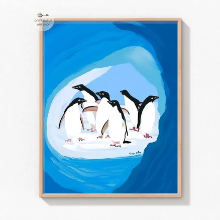 Minimalist Penguin Print: Arctic Wildlife Wall Art
