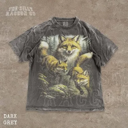 Retro 90s Cottagecore Fox Washed T-Shirt