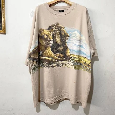 Vintage 90s Lion Wildlife Safari T-Shirt