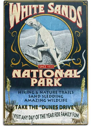 White Sands National Park, New Mexico Lizard Vintage Sign