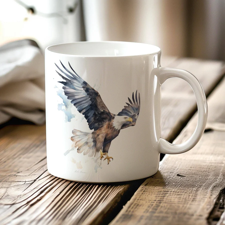 Bald Eagle White Glossy Mug for Coffee or Tea