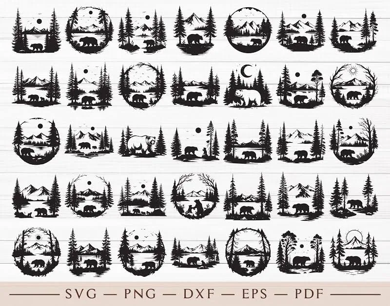 Bear SVG Bundle (45 Files: SVG, PNG & More) Instant Download, Commercial Use