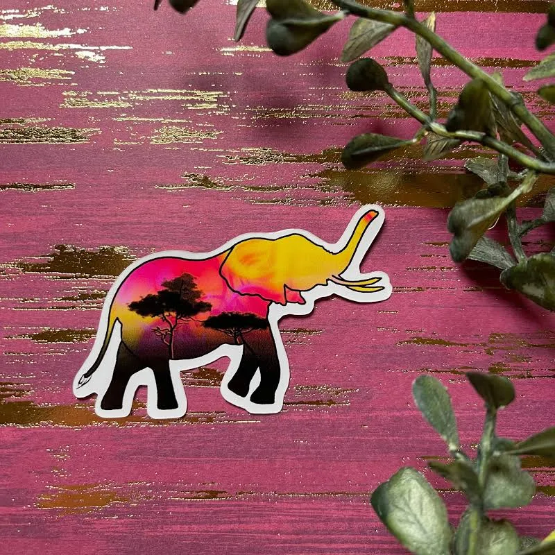 Elephant Safari Sticker or Magnet