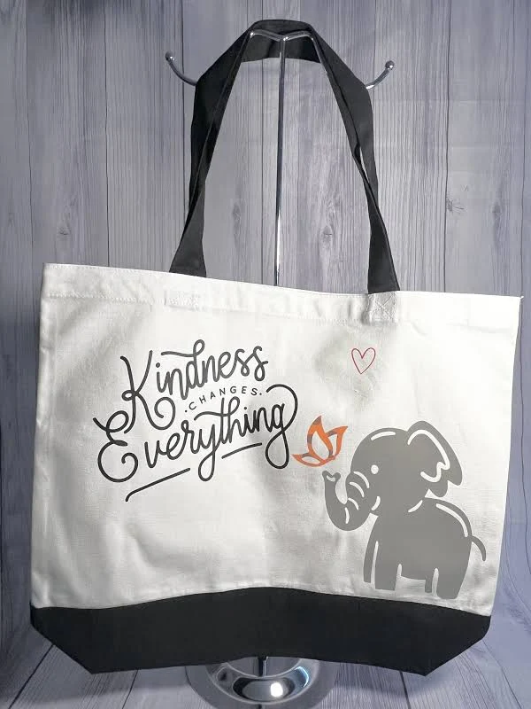 Elephant Canvas Tote Bag, Personalized Teacher Gift, Reusable Shopping Bag