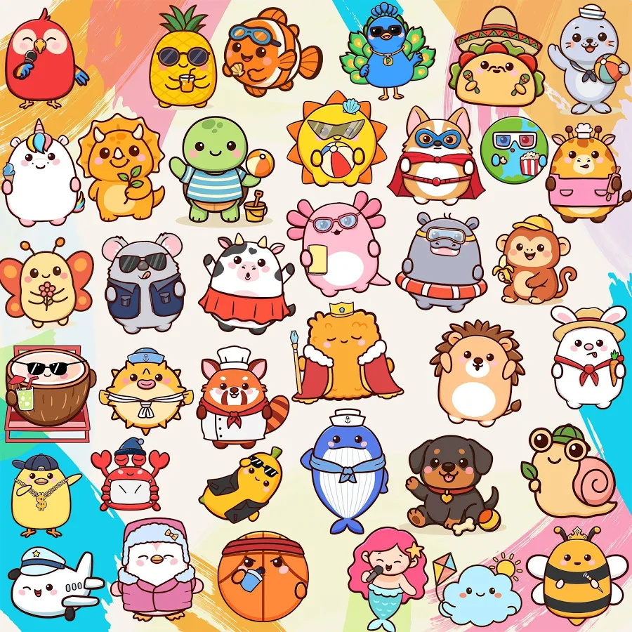 20-300PCS Cute Animal Stickers - Waterproof Vinyl Sticker Pack for Kids, Laptops & Water Bottles - Fun School Rewards Gift Idea