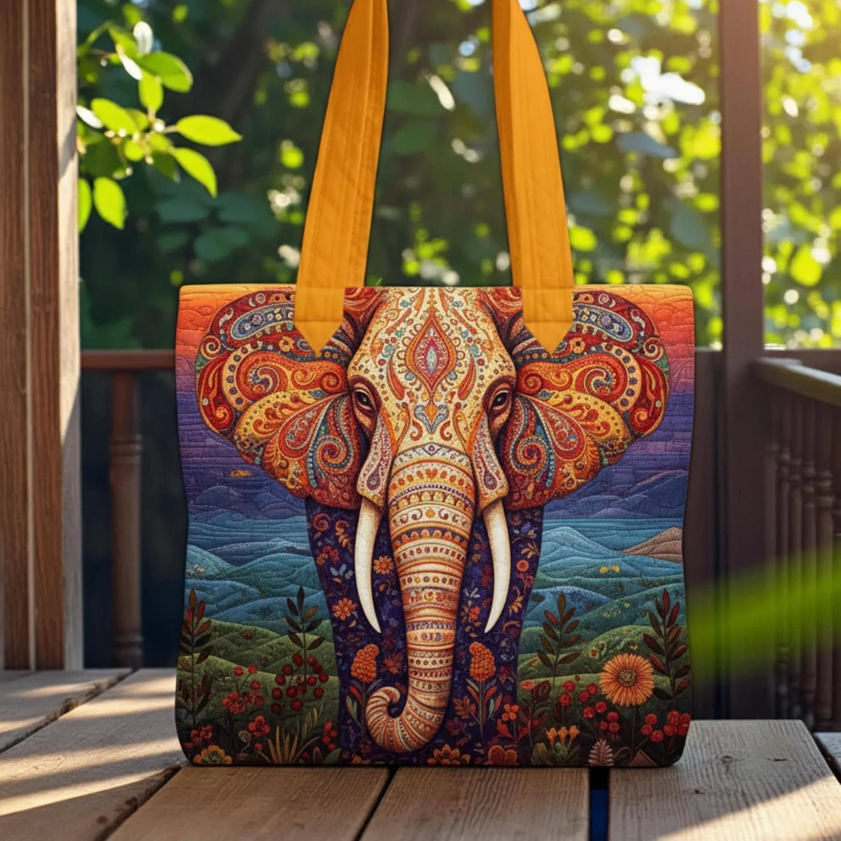 Boho Elephant Tote Bag