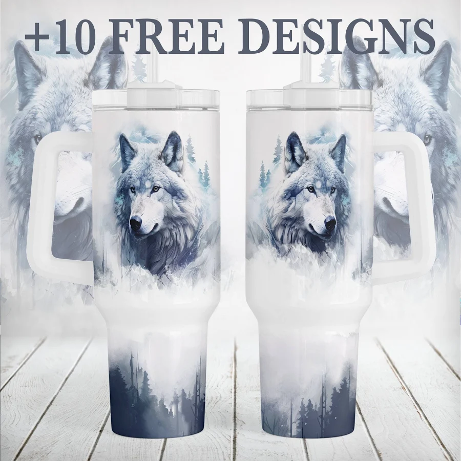 40 oz Quencher Tumbler, Wolf Png Files For Sublimation Designs, Men Tumbler Wrap Design For 40 oz Tumbler Wrap Designs, Hunting Gift For Dad