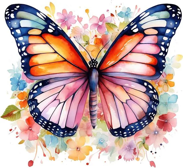 Watercolor Monarch Butterfly Clipart | Vibrant Insect Art (Digital Download)