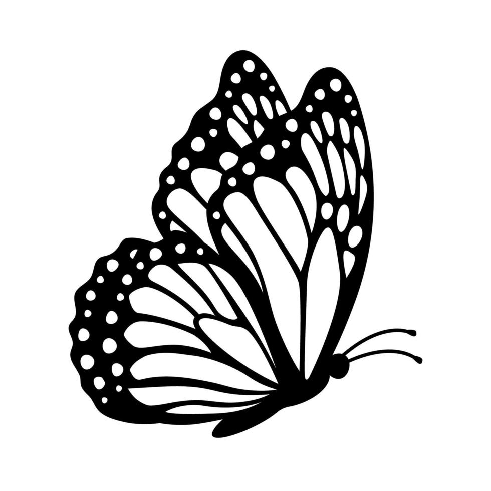 Monarch Butterfly Silhouette Side View Illustration