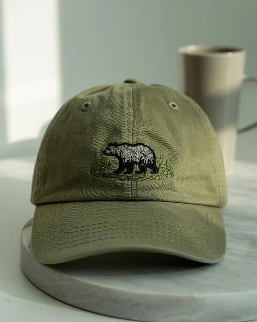 Embroidered Bear Baseball Cap