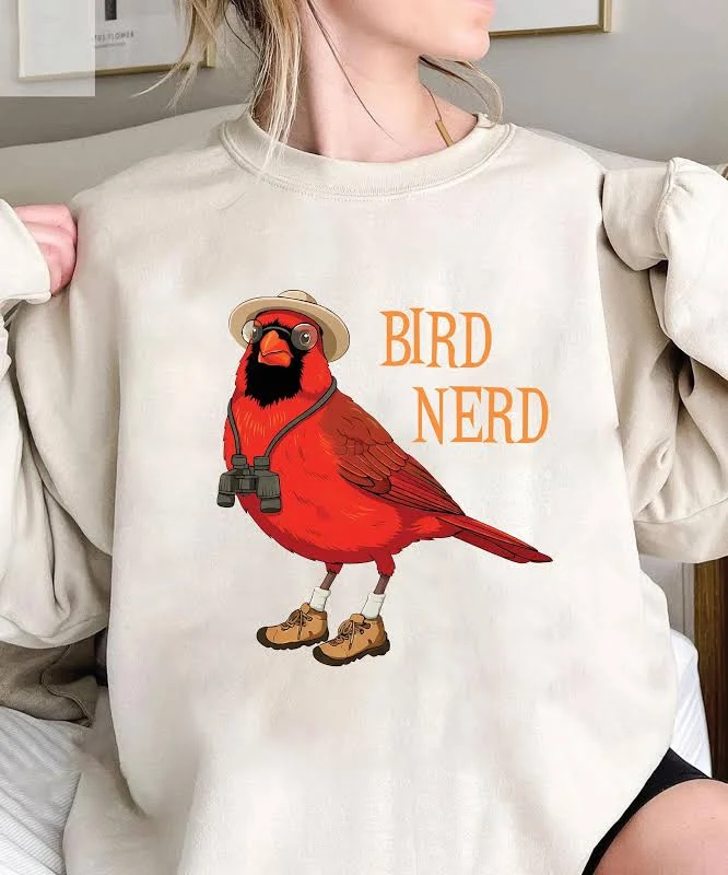 Funny Red Cardinal Bird Nerd T-Shirt