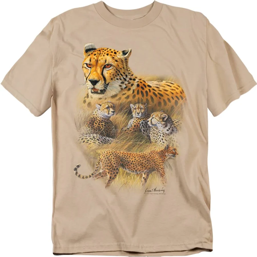 Wild Wings Wildlife T-Shirt Cheetahs Unisex Graphic Tee For Men & Women, Adult Unisex, Size: Medium, Brown
