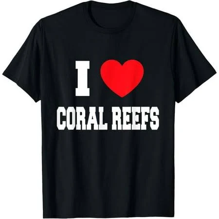 Heshijiazhu Exquisite and comfortable-I Love coral reefs T-Shirt, Adult Unisex, Size: 2XL, Black