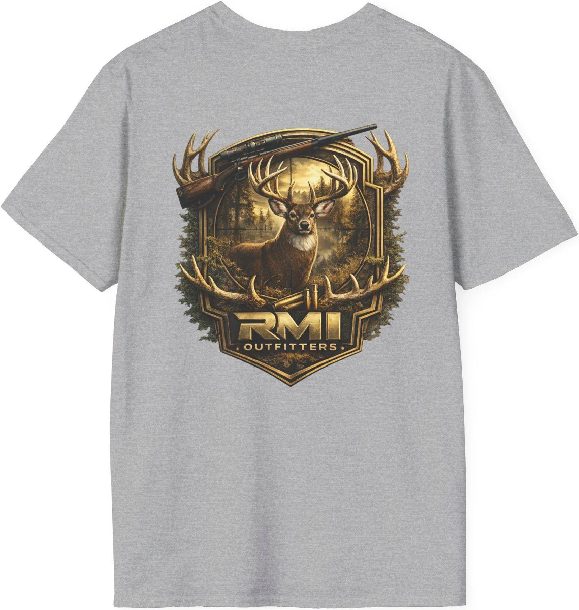 Hunting Deer Graphic Antler Buck Crest T-Shirt