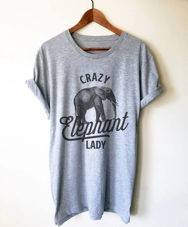 Crazy Elephant Lady Unisex Shirt - Elephant Shirt, Elephant Gift, Safari Shirt, Safari Gift, Zoo Shirt, Zoo Gift, Animal Shirt