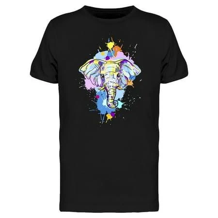 Teeblox Colorful Safari Elephant T-Shirt Men -Image by Shutterstock, Male XX-Large, Men's, Size: 2XL, Black