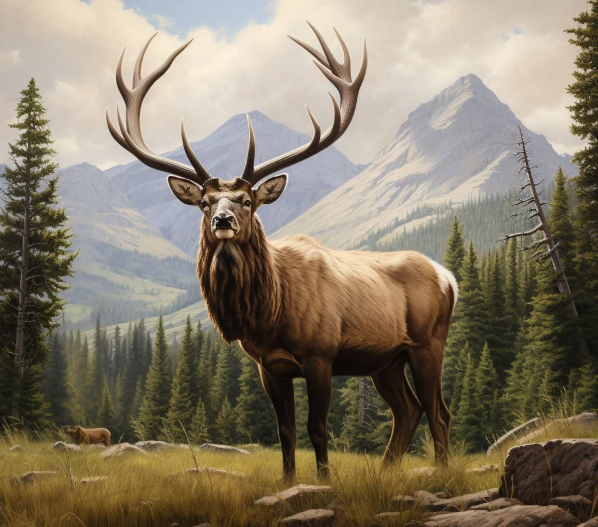 King of the Mountains Majestic Elk - 3D Sublimation 20 oz Skinny Straight Tumbler Wrap - 300 DPI PNG Commercial Use - Elk Bull Antlers