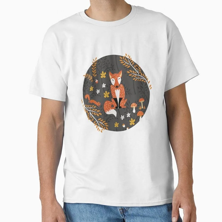 Foxes Running in A Forest of Fall Trees T-Shirt