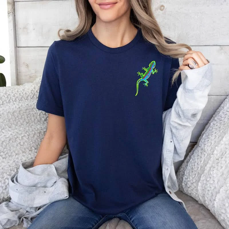 Art Gecko Lizard Print Jersey T-Shirt