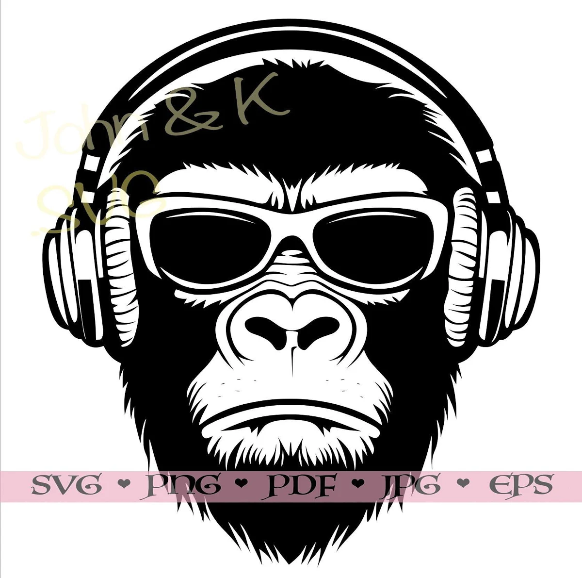 Gorilla Svg, Gorilla Head decal Clipart Cutfile Iron on Vinyl Laser Engraving for Fleece Shirt sticker logo tattoo, Commercial use