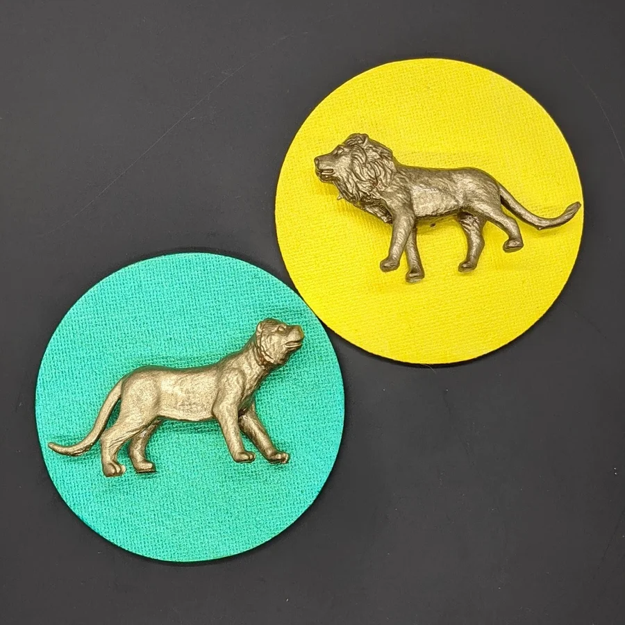 Wild Animal Magnet Set, 3D Gold Lion & Tiger, Colorful Kids Decor
