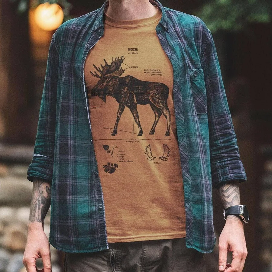 Moose Anatomy T Shirt, Yellowstone Moose Shirt, Moose Biology Shirt, Moose Screen Printed Shirt, Moose Antler Shirt, Original Moose Artwork