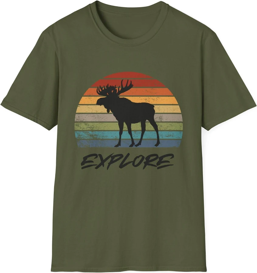 Moose themed shirt, outdoorsman shirt, shirt for moose lover, Deer themed Unisex Softstyle T-Shirt