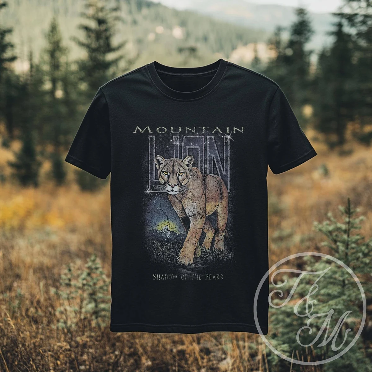 Vintage Inspired Mountain Lion T-Shirt, Quality Tee, Wildlife Shirt, Gift for Animal Lovers, Unisex Casual Wear, Hiking and Camping Tee