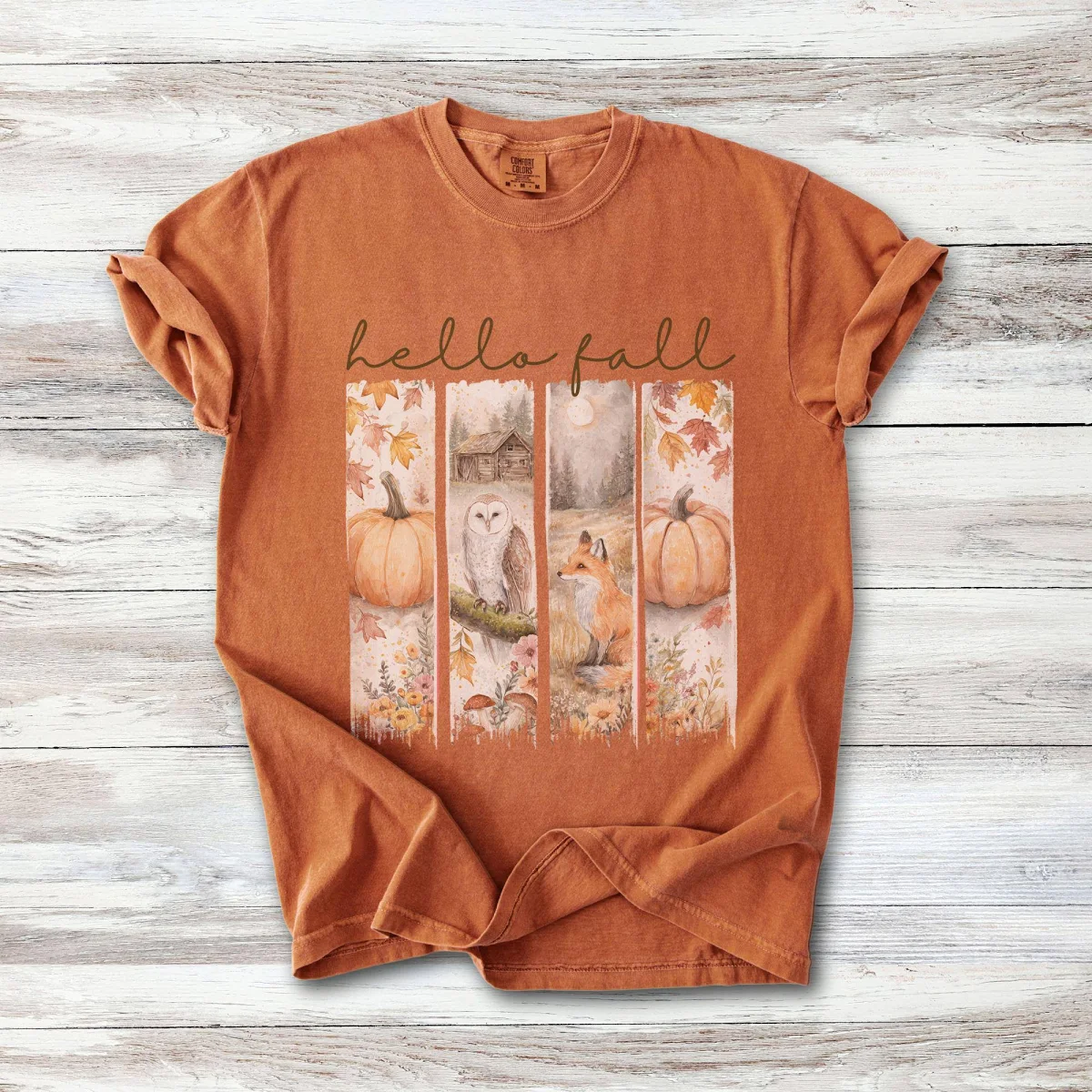 Cottagecore Pumpkin Fox Owl T-Shirt