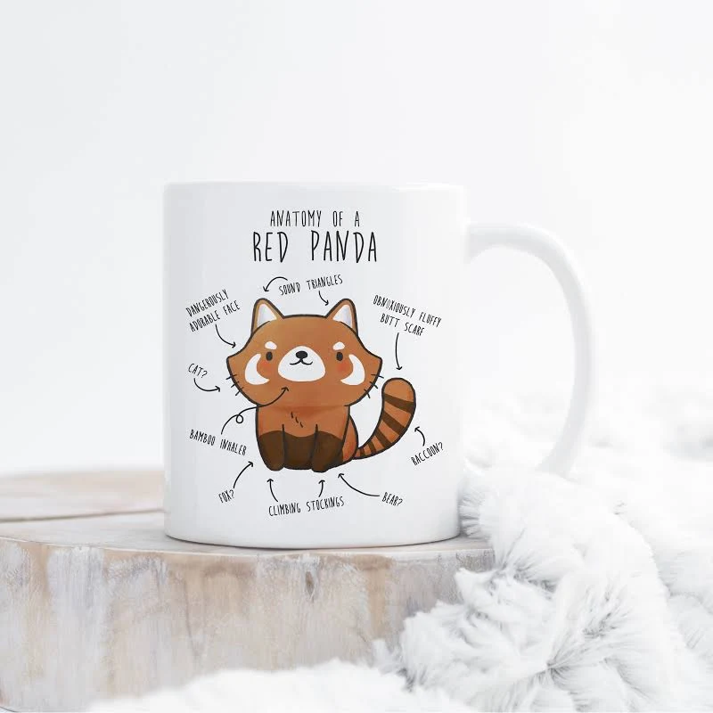 Red Panda Coffee Mug, Cute Panda Gift, Wild Animal Lover, Funny Wildlife Gifts for Her, Him Birthday, Nature, Zoo Keeper, Zoologist, Anatomy