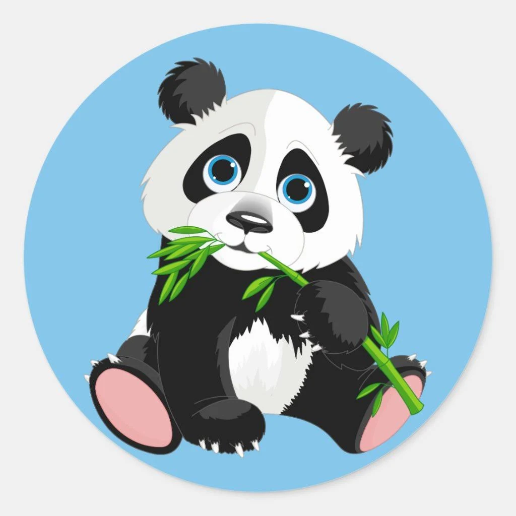 Cute Cartoon Panda Bear Classic Round Sticker
