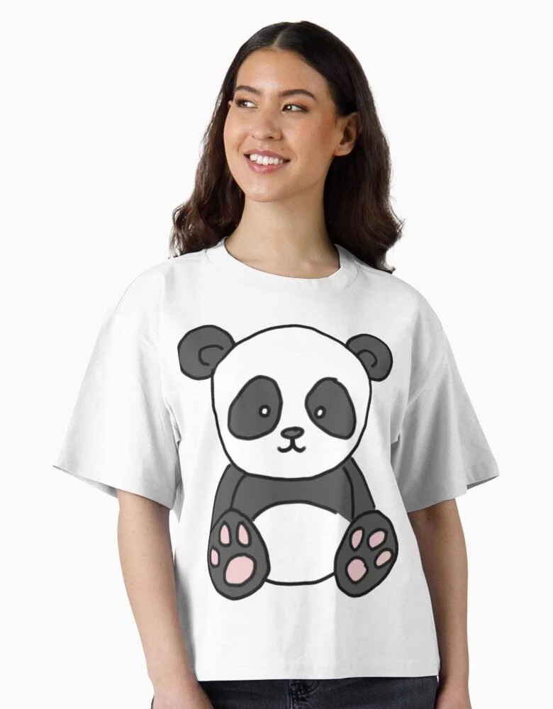 Cute Little Panda Bear Meme, Cute Little Panda Bear Stickers, Cute Little Panda Bear Shirt For Mom Dad Kids Panda Boxy T-Shirt