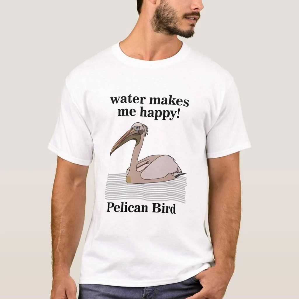 Pelican Bird T-Shirt, Men's, Size: Adult S, White