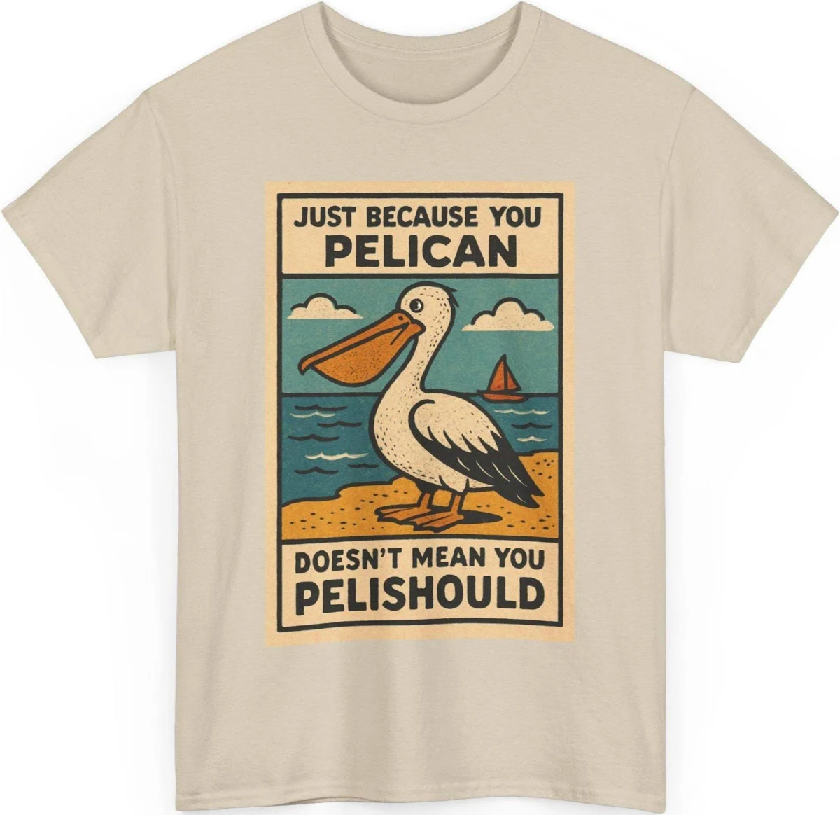 Pelican Pun Retro Comic Bird Meme T-Shirt