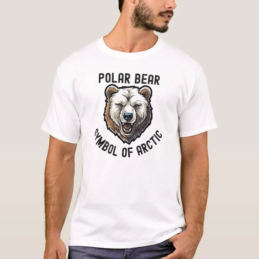Polar Bear, The symbol of arctic T-Shirt, Men's, Size: Adult S, White