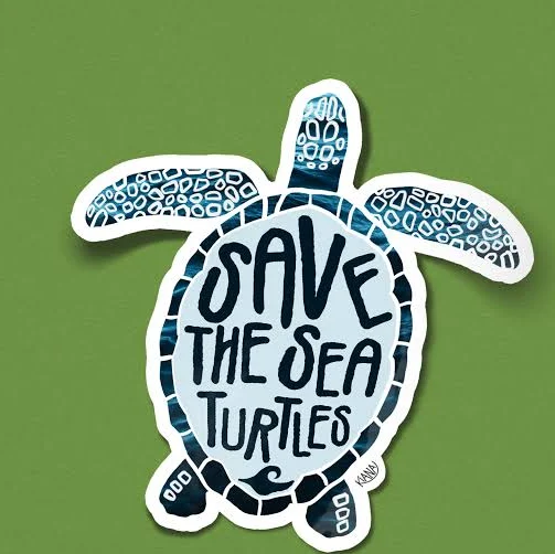 Save the Sea Turtles | Sticker | Ocean | Marine Life | Protect | Beach | Clean | No Straw - Water Bottle - Laptop - Cooler - Awareness - Sea