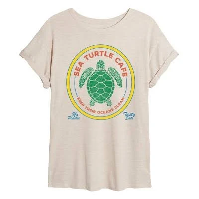 Sea Turtle Cafe Oversized Graphic T-Shirt