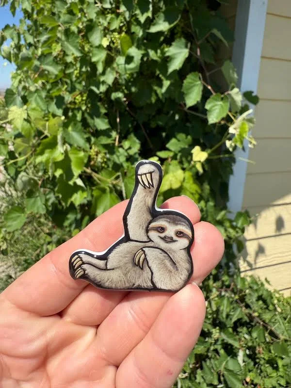 Sloth Magnet: Gift for Wild Animal Lover, Vet tech, zookeeper, veterinarian, teacher, zookeeper cute animal acrylic art fridge or locker