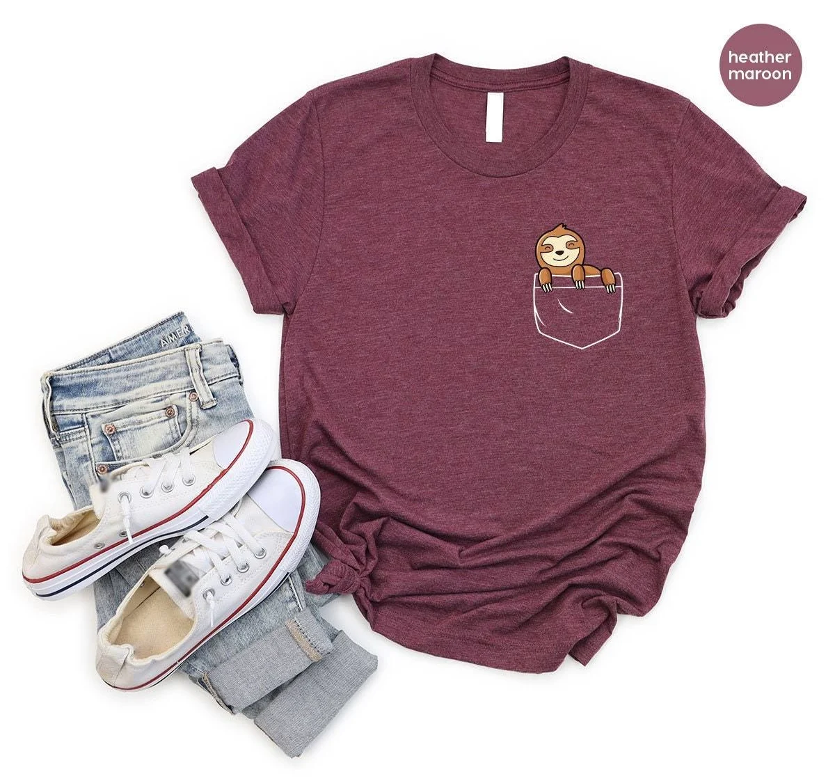 Cute Sloth Pocket T-Shirt