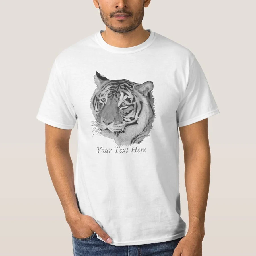 african wildlife picture of tiger big cat T-Shirt, Men's, Size: Adult L, White