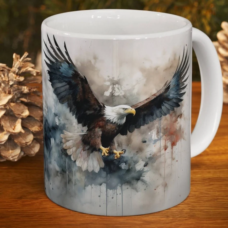 Bald Eagle Ceramic Coffee Mug: Unique Bird Art, Perfect for Ornithology Enthusiasts and Bird Watching Lovers - Your Go-to Bird Shop Near Me