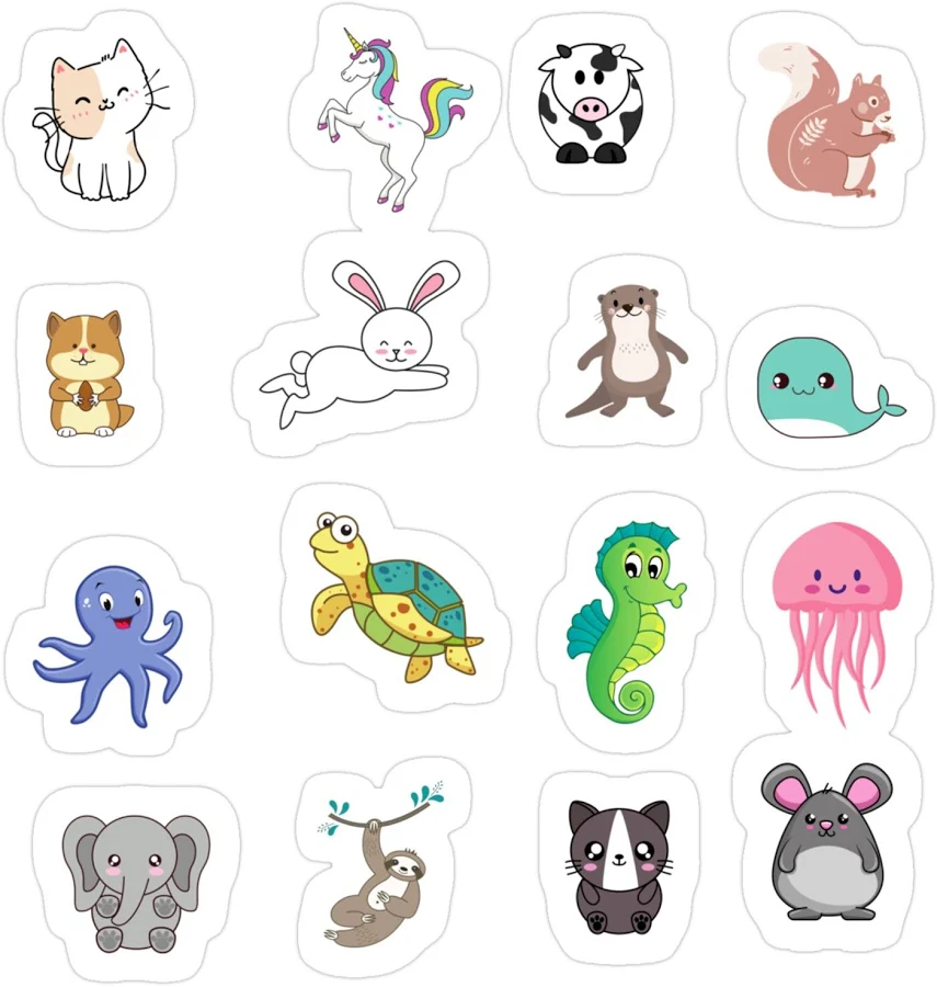 Cute Animals Compilation Pack ( Buy Large Or Medium In A Sticker) Turtle Sticker