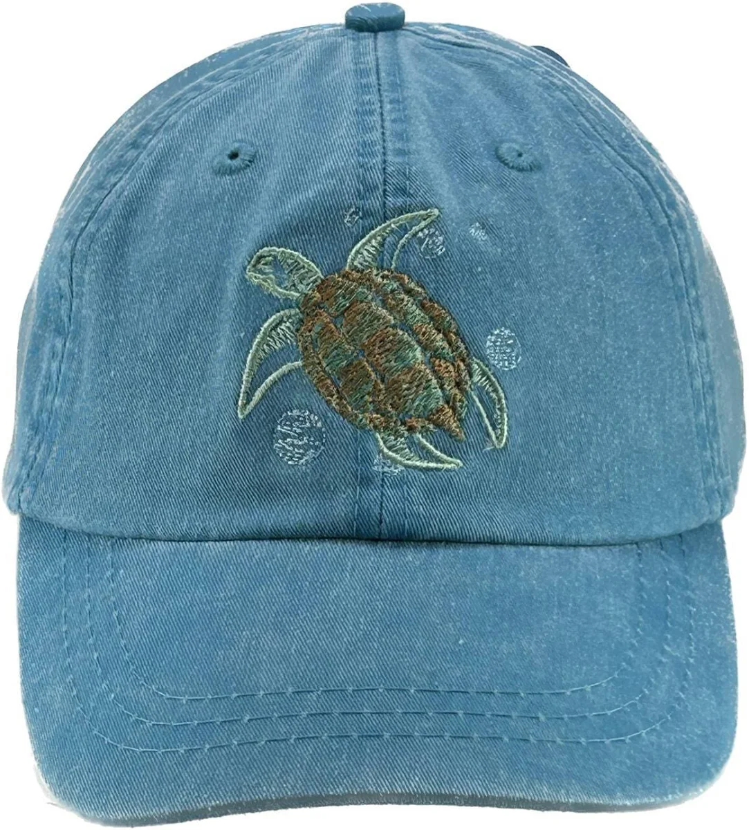 Sea Turtle Embroidered Leather Baseball Cap