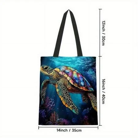 NOBRAND Colorful Turtle Canvas Tote - Durable Polyester Shoulder Bag for Shopping, Beach and Everyday Use - Ideal Gift for Ocean Lovers, Turtle